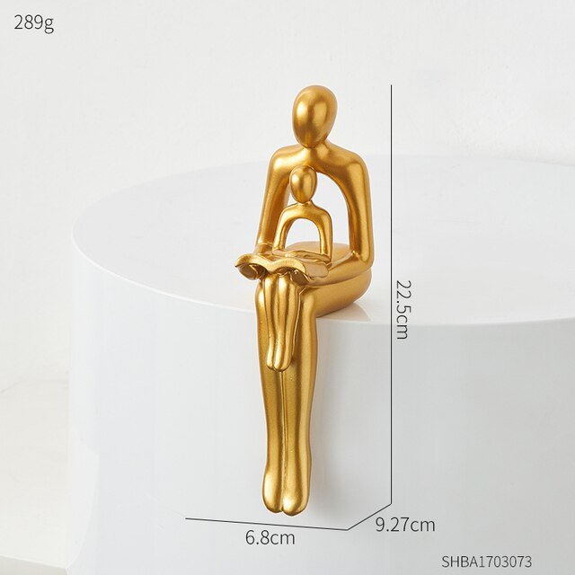 Hommfer – Sculpture Abstraite Élégante en Résine avec Détails Dorés - Hommfer