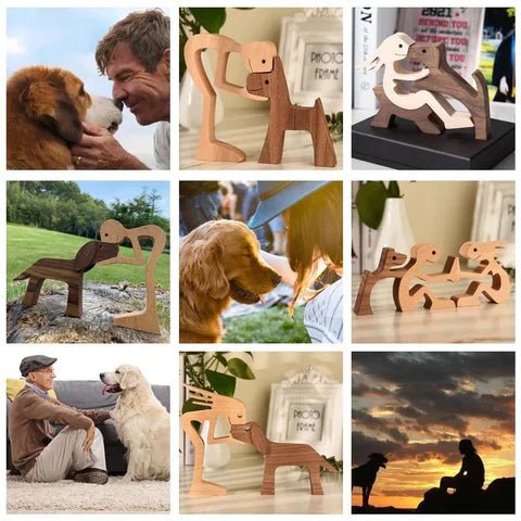 Hommfer – Sculpture Bois Fait Main Chiens - Hommfer