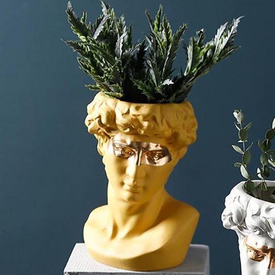 Hommfer - Sculpture Cache - Pot en Céramique Forme Tête Classique - Hommfer