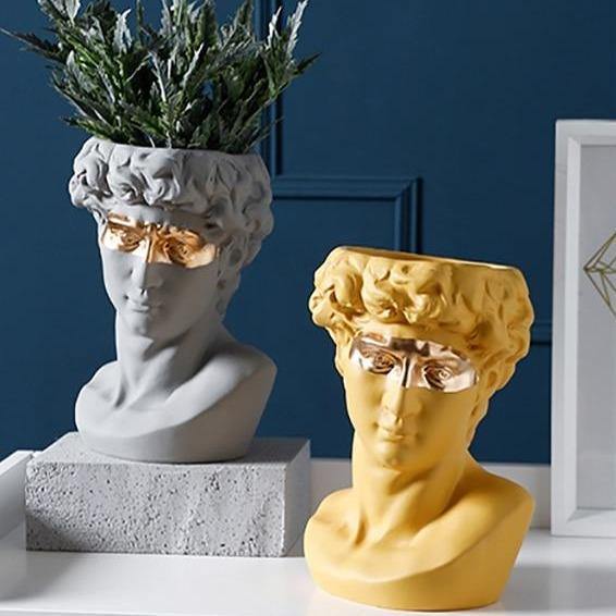 Hommfer - Sculpture Cache - Pot en Céramique Forme Tête Classique - Hommfer