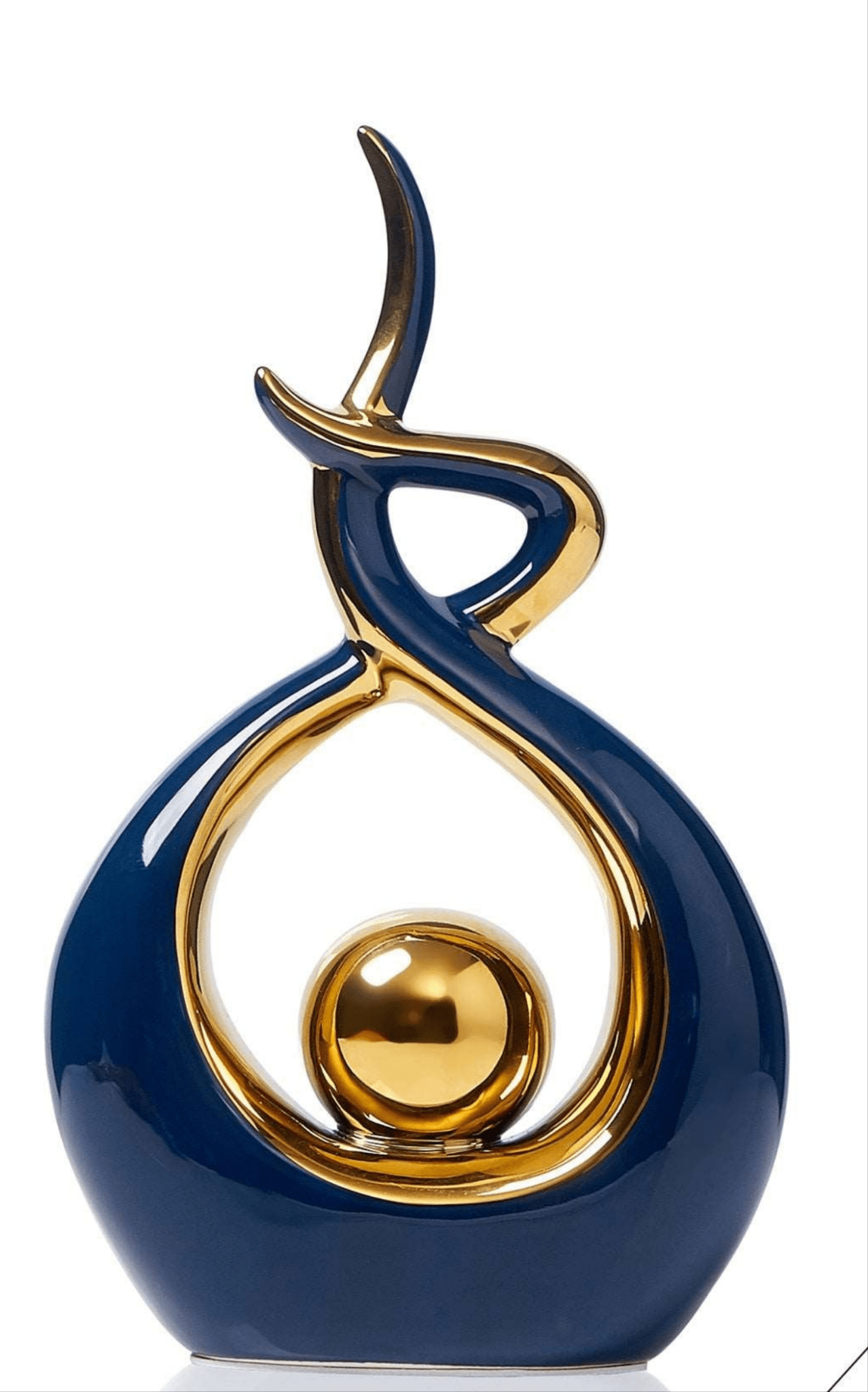 Hommfer - Sculpture Céramique Abstraite Dorée - Hommfer