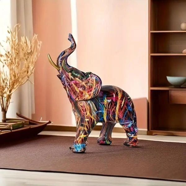 Hommfer – Sculpture Éléphant Graffiti Colorée en Résine - Hommfer