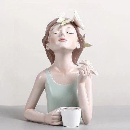 Hommfer – Sculpture Féminine Forêt avec Papillons et Fleurs - Hommfer