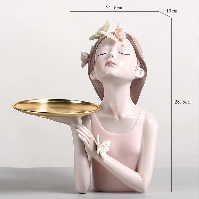 Hommfer – Sculpture Féminine Forêt avec Papillons et Fleurs - Hommfer