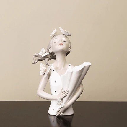 Hommfer – Sculpture Féminine Forêt avec Papillons et Fleurs - Hommfer