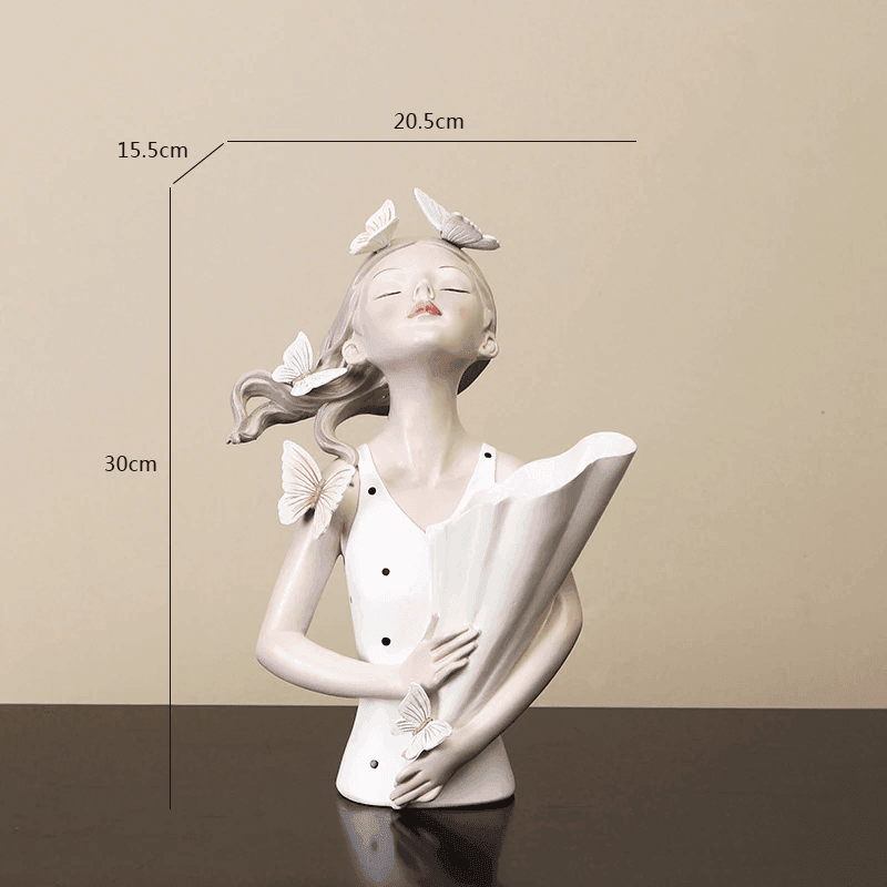 Hommfer – Sculpture Féminine Forêt avec Papillons et Fleurs - Hommfer
