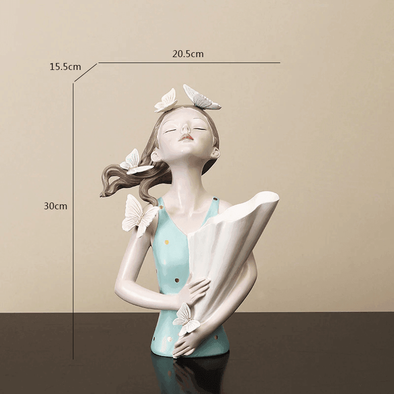 Hommfer – Sculpture Féminine Forêt avec Papillons et Fleurs - Hommfer