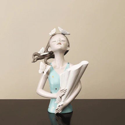 Hommfer – Sculpture Féminine Forêt avec Papillons et Fleurs - Hommfer