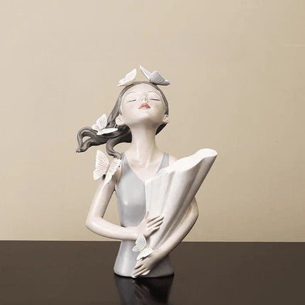 Hommfer – Sculpture Féminine Forêt avec Papillons et Fleurs - Hommfer