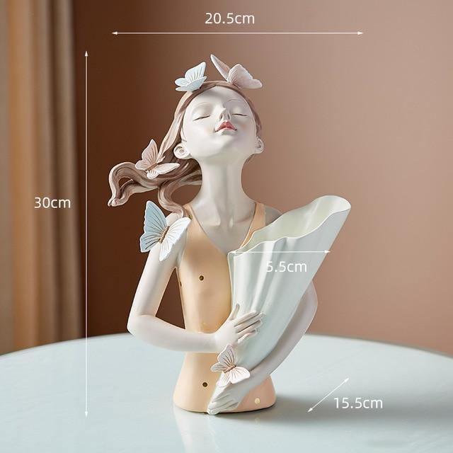 Hommfer – Sculpture Féminine Forêt avec Papillons et Fleurs - Hommfer