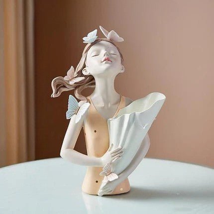 Hommfer – Sculpture Féminine Forêt avec Papillons et Fleurs - Hommfer