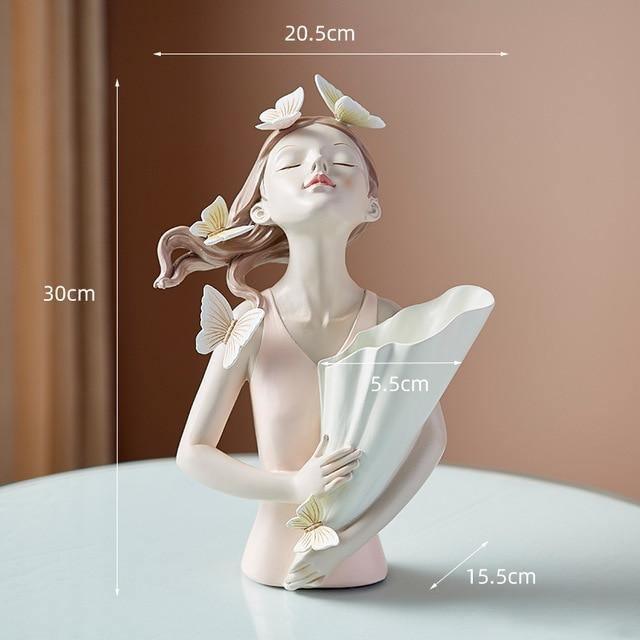 Hommfer – Sculpture Féminine Forêt avec Papillons et Fleurs - Hommfer