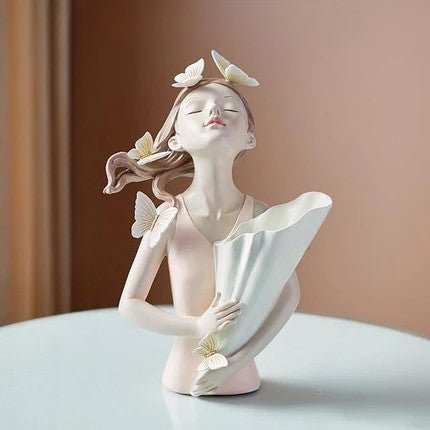 Hommfer – Sculpture Féminine Forêt avec Papillons et Fleurs - Hommfer