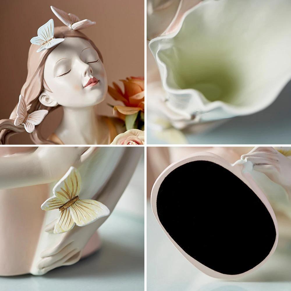 Hommfer – Sculpture Féminine Forêt avec Papillons et Fleurs - Hommfer