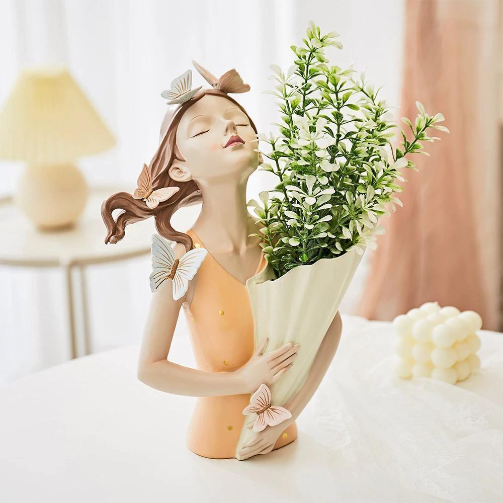 Hommfer – Sculpture Féminine Forêt avec Papillons et Fleurs - Hommfer
