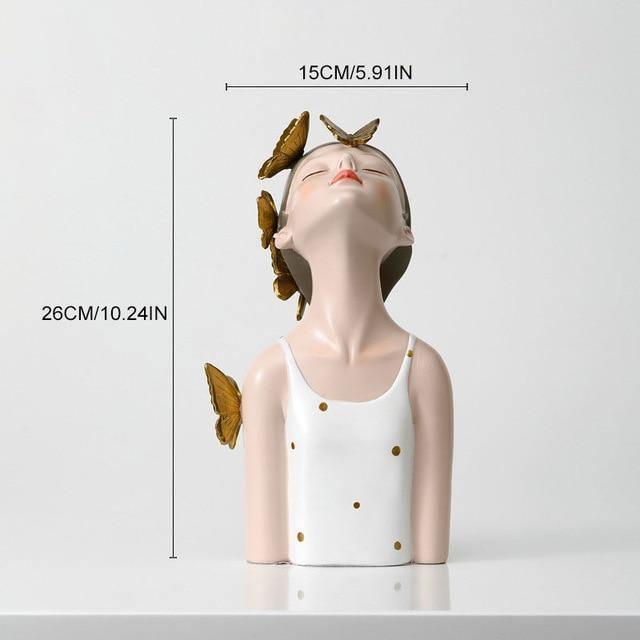Hommfer – Sculpture Féminine Forêt avec Papillons et Fleurs - Hommfer