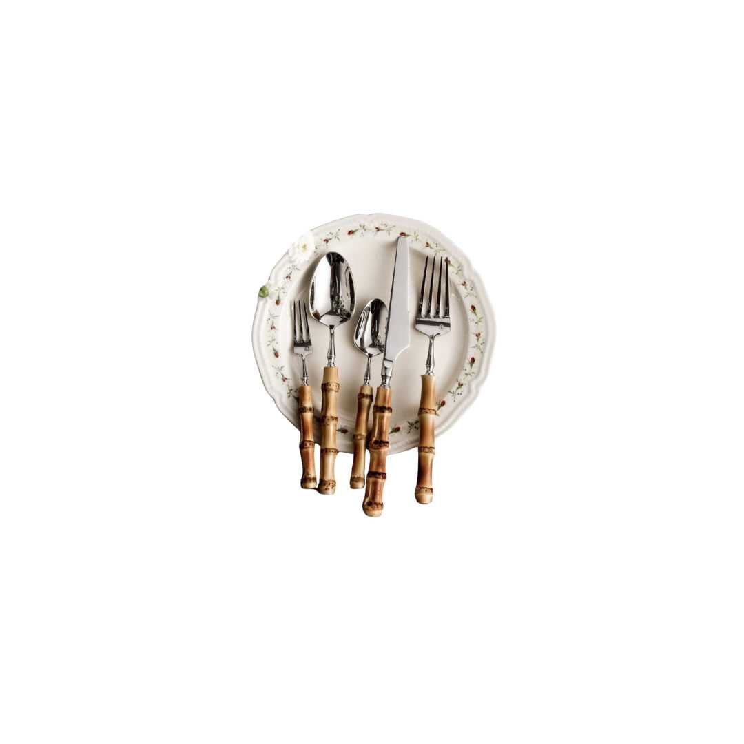 Hommfer – Service de Couverts avec Manches en Bambou Naturel - Hommfer