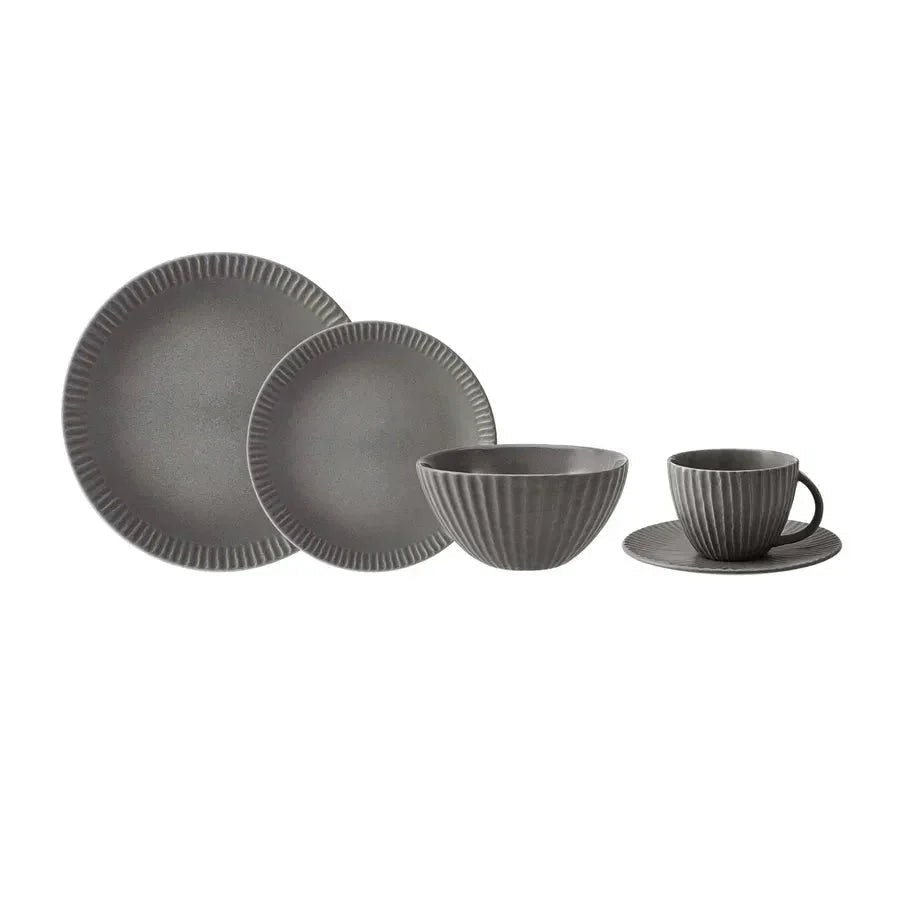 Hommfer – Service de Vaisselle en Grès Gris pour la Salle à Manger - Hommfer