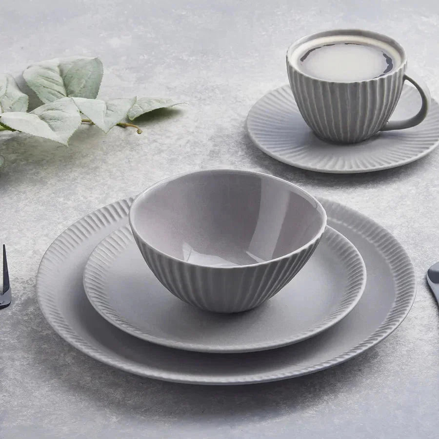Hommfer – Service de Vaisselle en Grès Gris pour la Salle à Manger - Hommfer