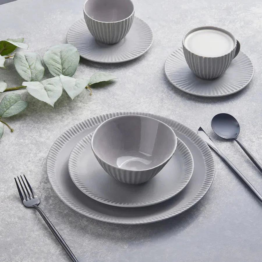 Hommfer – Service de Vaisselle en Grès Gris pour la Salle à Manger - Hommfer