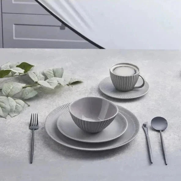 Hommfer – Service de Vaisselle en Grès Gris pour la Salle à Manger - Hommfer