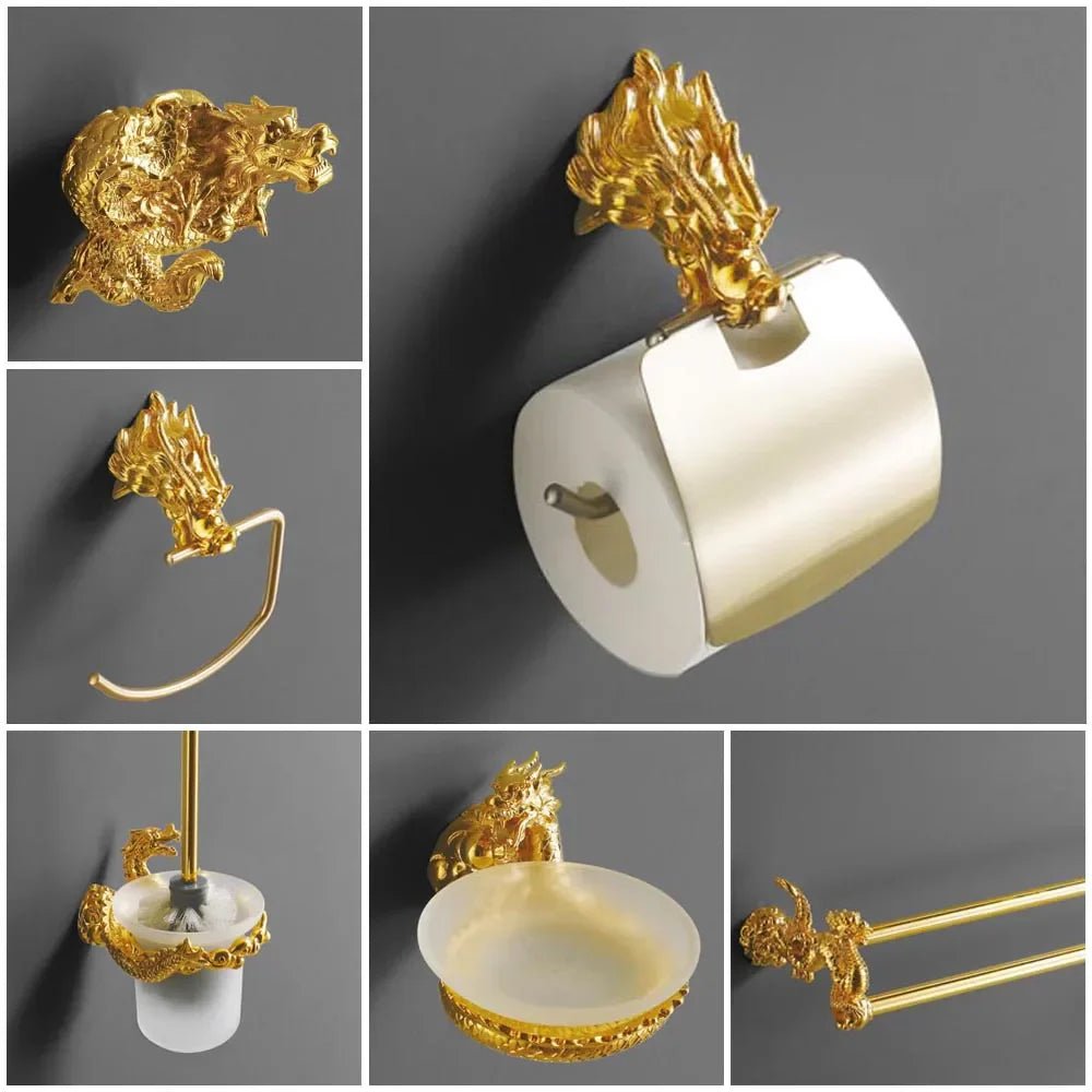 Hommfer – Set Dragon Doré d’Accessoires Salle de Bain - Hommfer