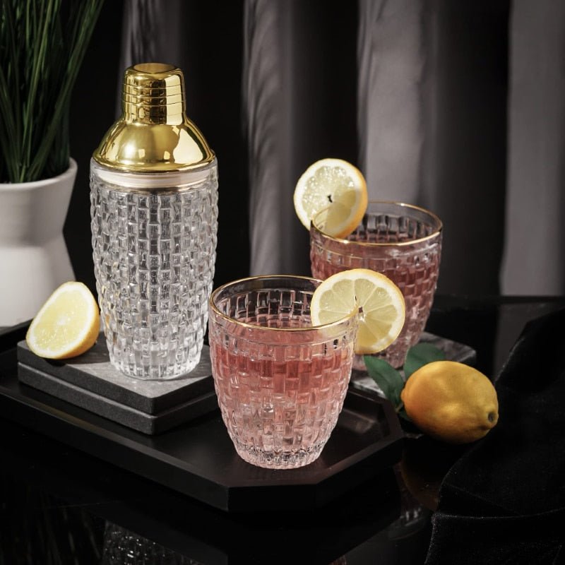 Hommfer – Shaker à Cocktail en Verre et Acier Doré - Hommfer