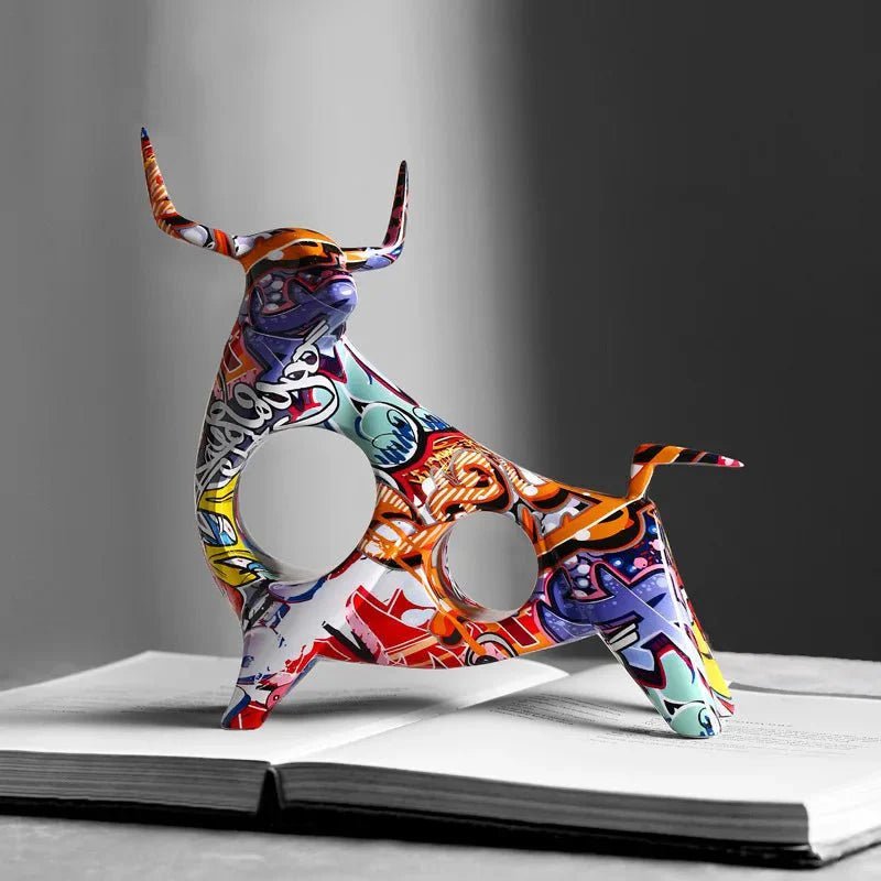 Hommfer – Statue de Taureau Moderne au Design Graffiti - Hommfer