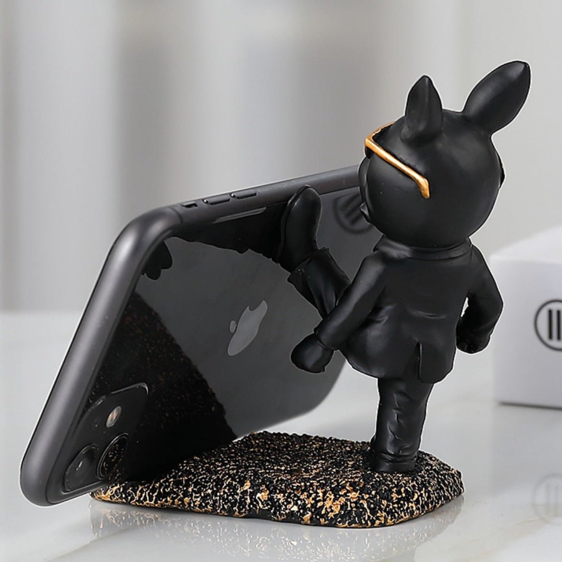Hommfer – Support Téléphone Bulldog Kung - Fu en Résine - Hommfer