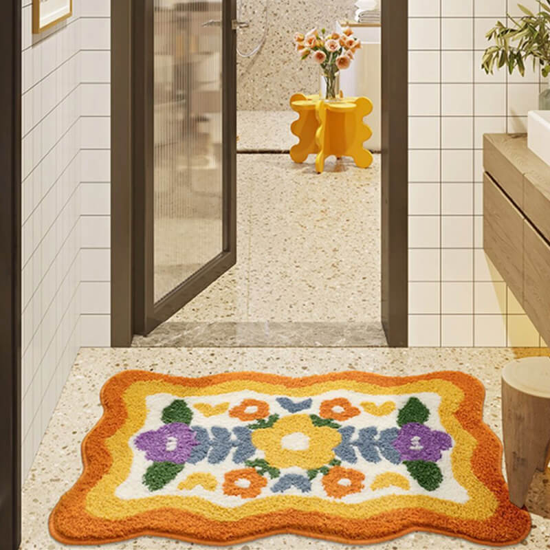 Hommfer – Tapis de Bain en Velours Floral Élégant - Hommfer