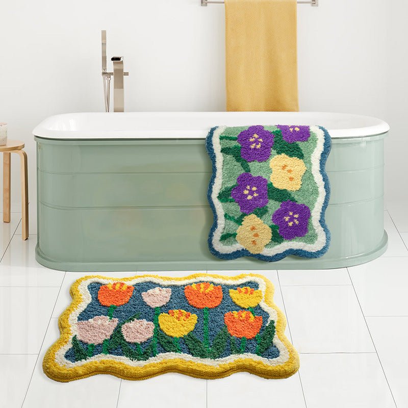 Hommfer – Tapis de Bain en Velours Floral Élégant - Hommfer