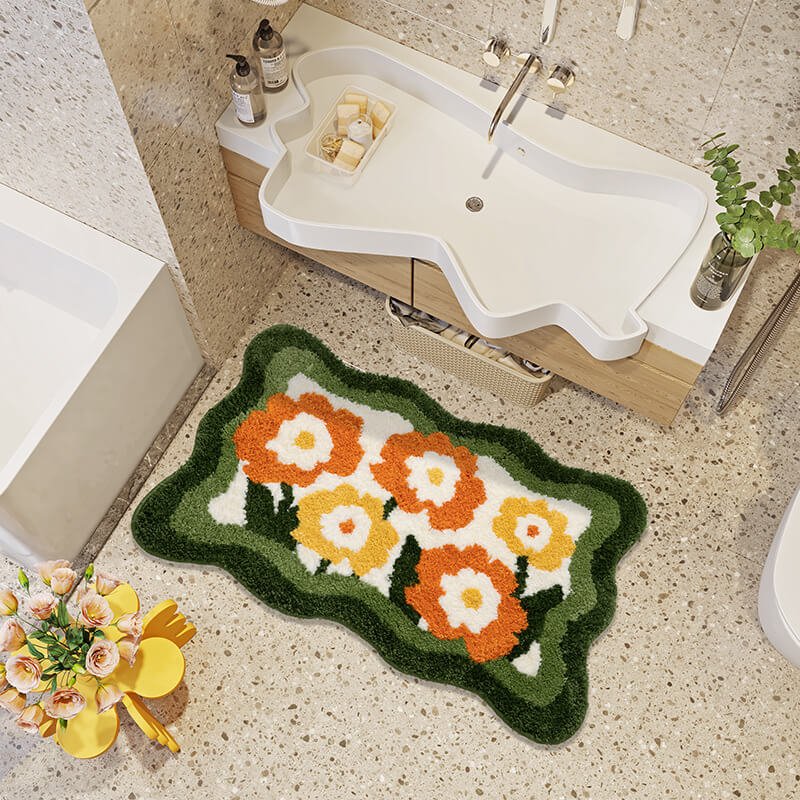 Hommfer – Tapis de Bain en Velours Floral Élégant - Hommfer
