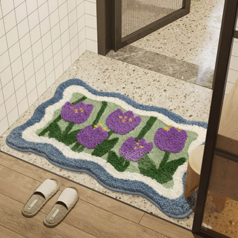 Hommfer – Tapis de Bain en Velours Floral Élégant - Hommfer