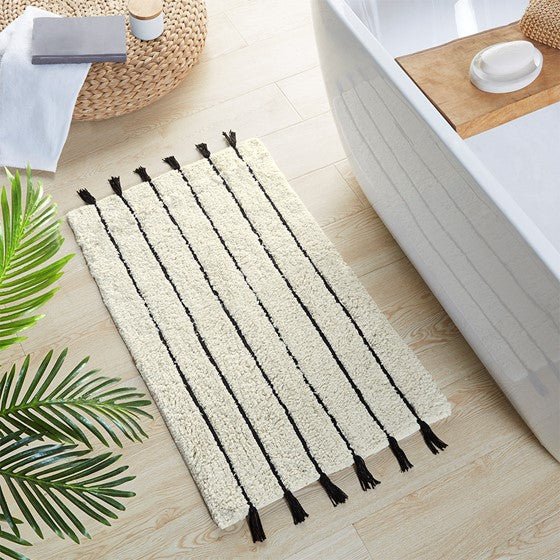Hommfer – Tapis de bain tufté en coton avec franges pour la salle de bain - Hommfer
