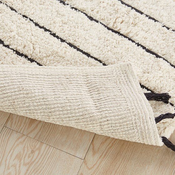 Hommfer – Tapis de bain tufté en coton avec franges pour la salle de bain - Hommfer