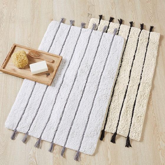 Hommfer – Tapis de bain tufté en coton avec franges pour la salle de bain - Hommfer