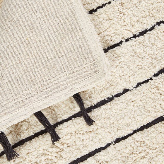 Hommfer – Tapis de bain tufté en coton avec franges pour la salle de bain - Hommfer