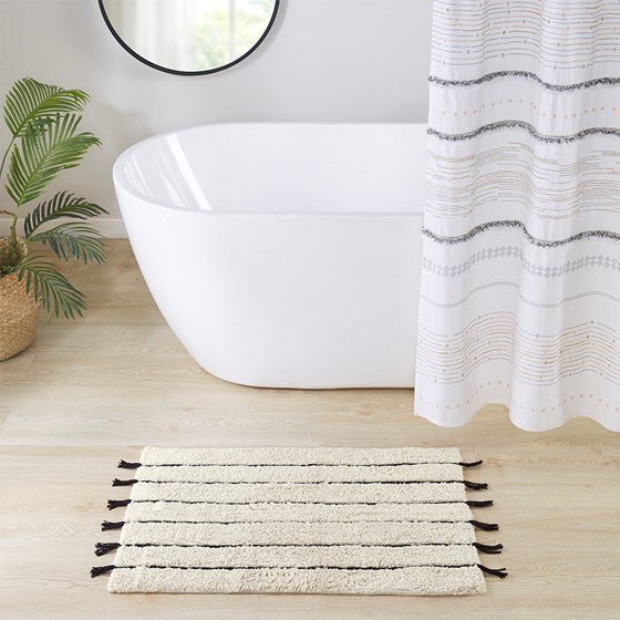 Hommfer – Tapis de bain tufté en coton avec franges pour la salle de bain - Hommfer