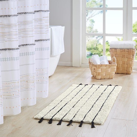 Hommfer – Tapis de bain tufté en coton avec franges pour la salle de bain - Hommfer