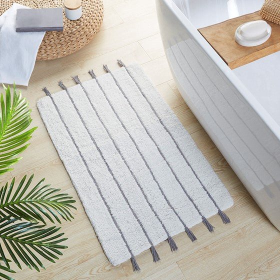 Hommfer – Tapis de bain tufté en coton avec franges pour la salle de bain - Hommfer