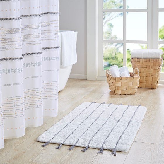 Hommfer – Tapis de bain tufté en coton avec franges pour la salle de bain - Hommfer