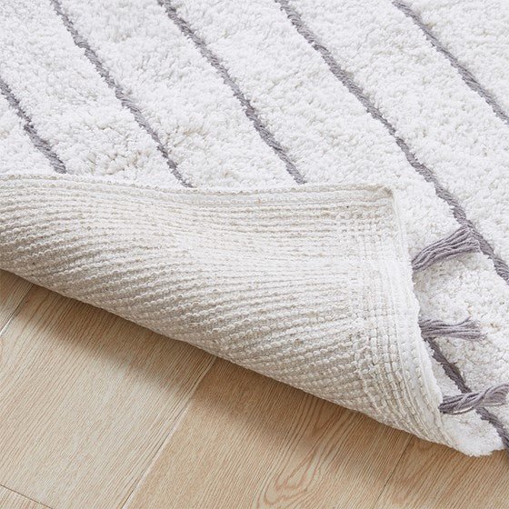 Hommfer – Tapis de bain tufté en coton avec franges pour la salle de bain - Hommfer