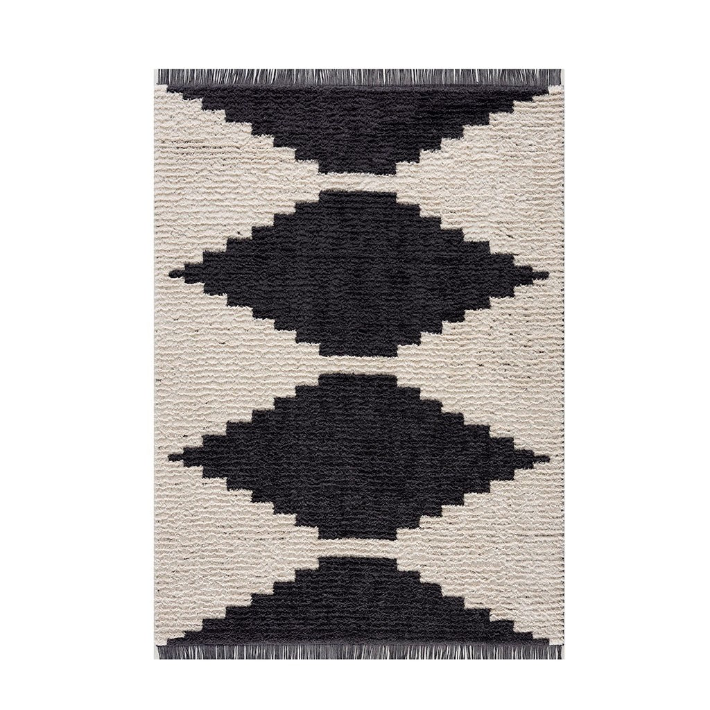 Hommfer – Tapis Noir et Ivoire à Poils Longs - Hommfer