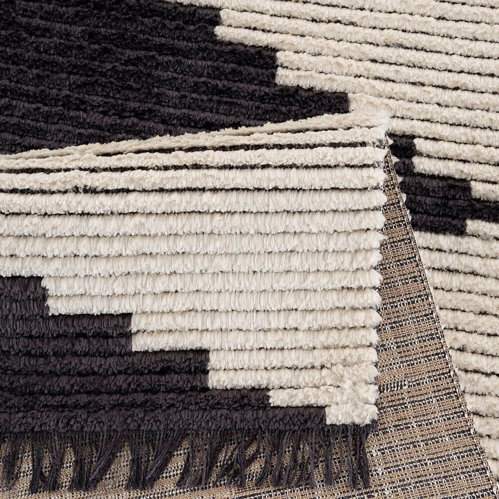 Hommfer – Tapis Noir et Ivoire à Poils Longs - Hommfer