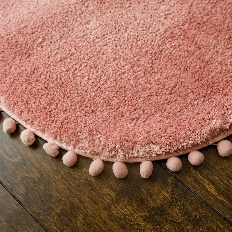 Hommfer – Tapis Ovale Antidérapant avec Bordures Pompons - Hommfer