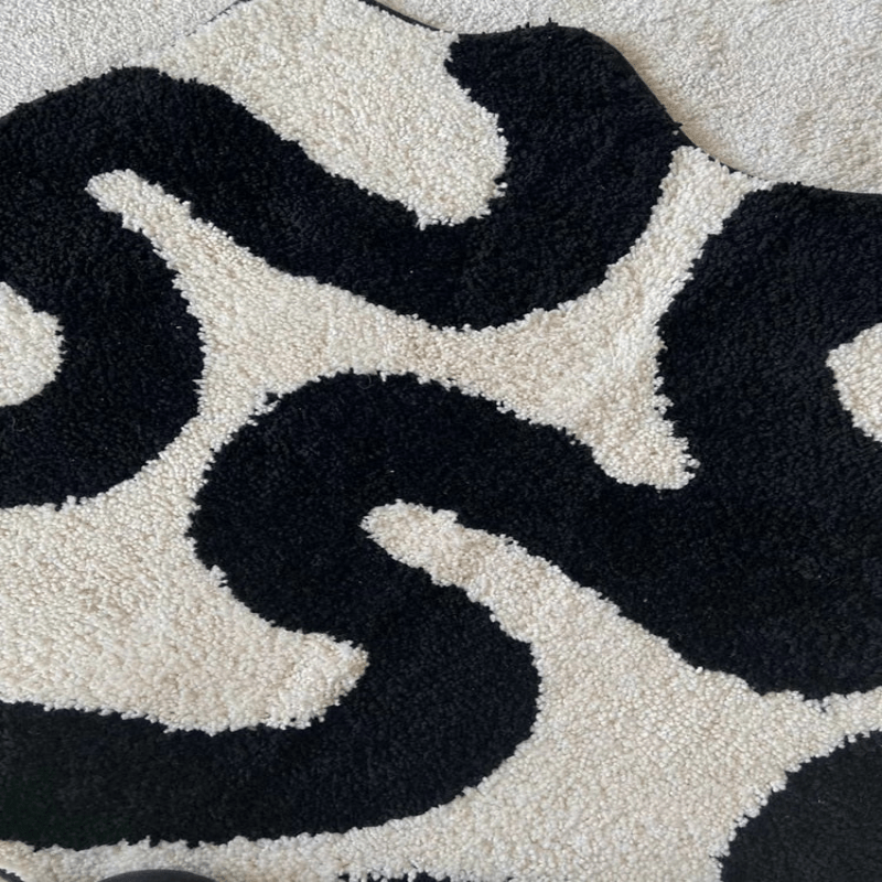 Hommfer – Tapis tufté noir tourbillonnant pour le salon - Hommfer