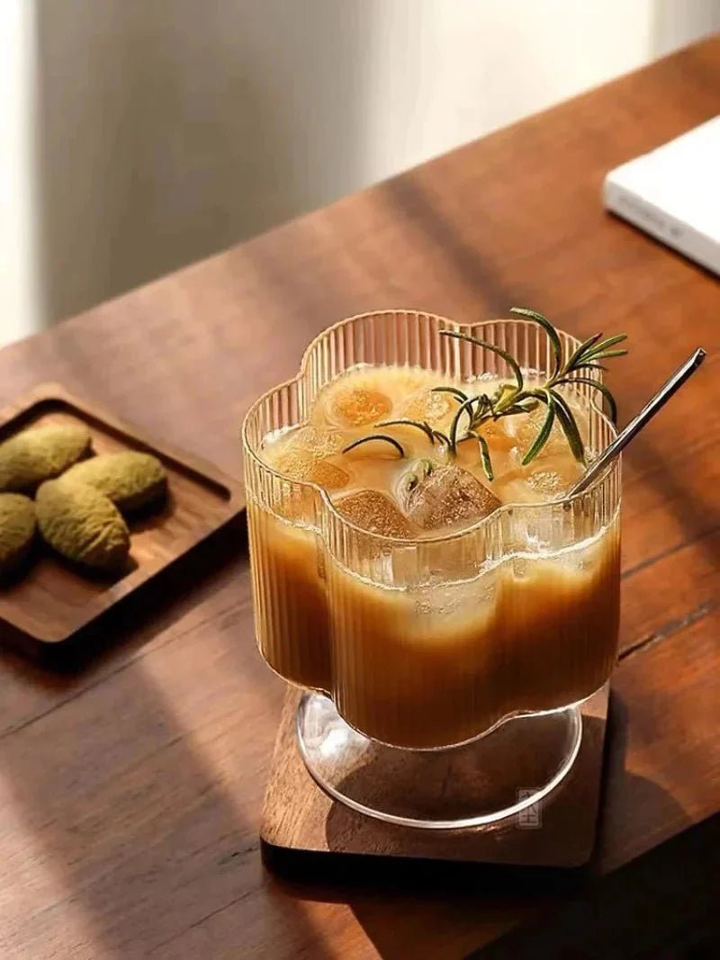 Hommfer – Tasse Fleurie en Verre avec Bord Doré et Carafe - Hommfer