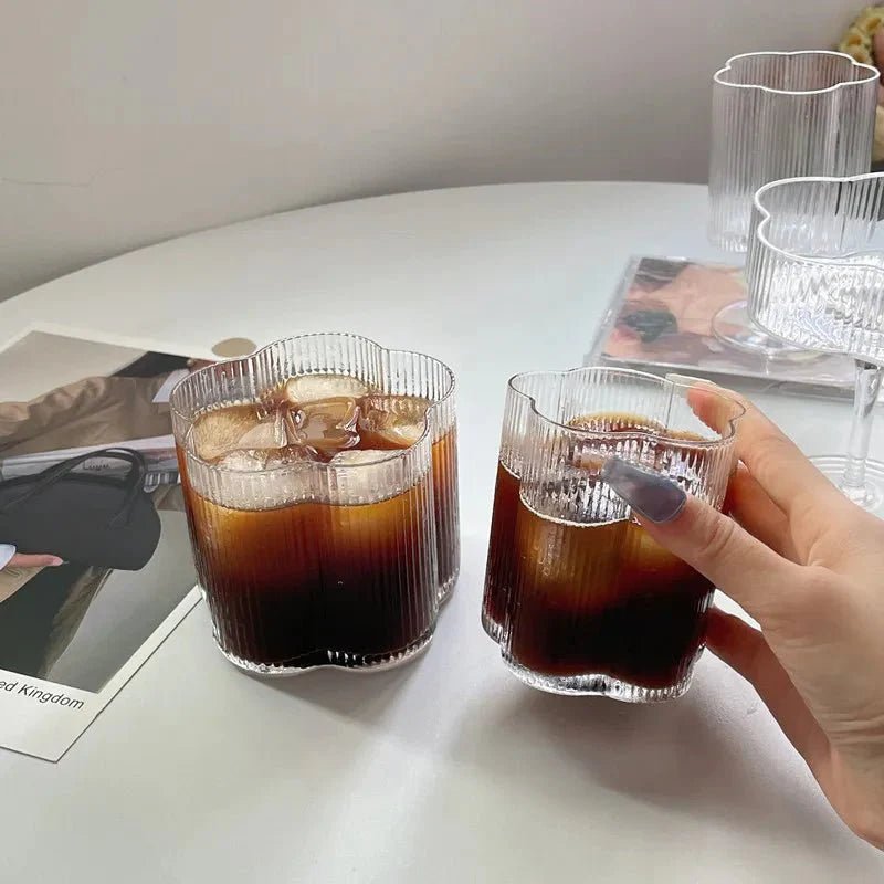 Hommfer – Tasse Fleurie en Verre avec Bord Doré et Carafe - Hommfer