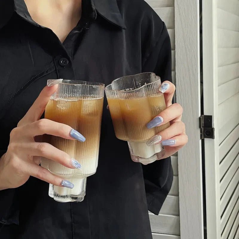 Hommfer – Tasse Fleurie en Verre avec Bord Doré et Carafe - Hommfer