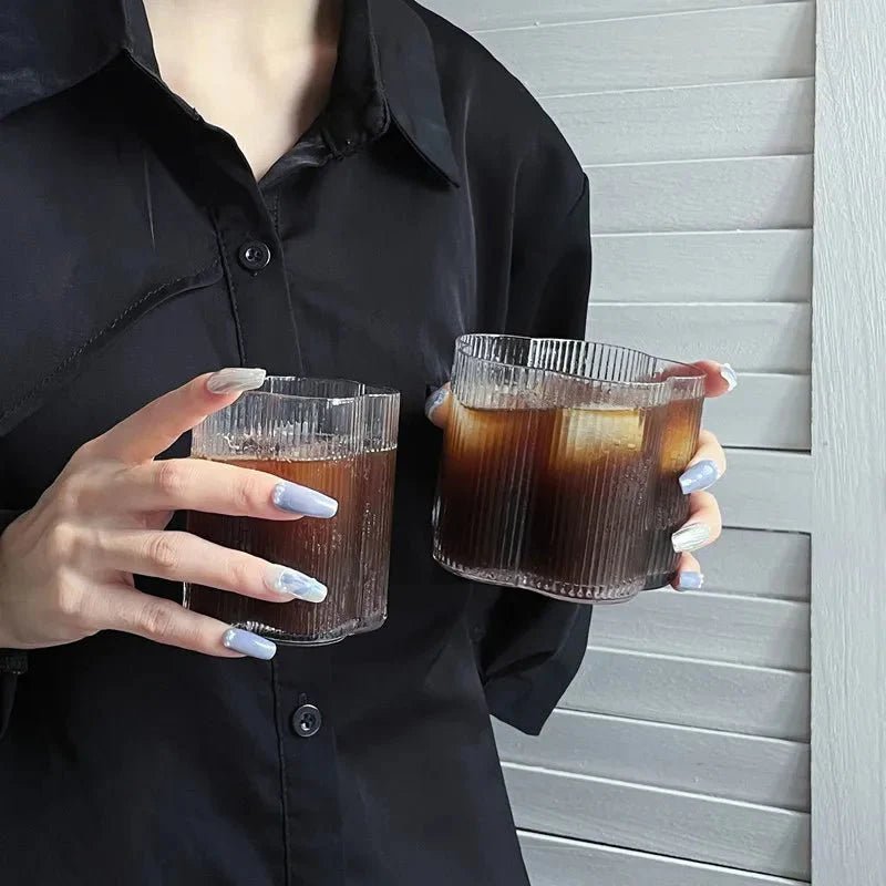 Hommfer – Tasse Fleurie en Verre avec Bord Doré et Carafe - Hommfer
